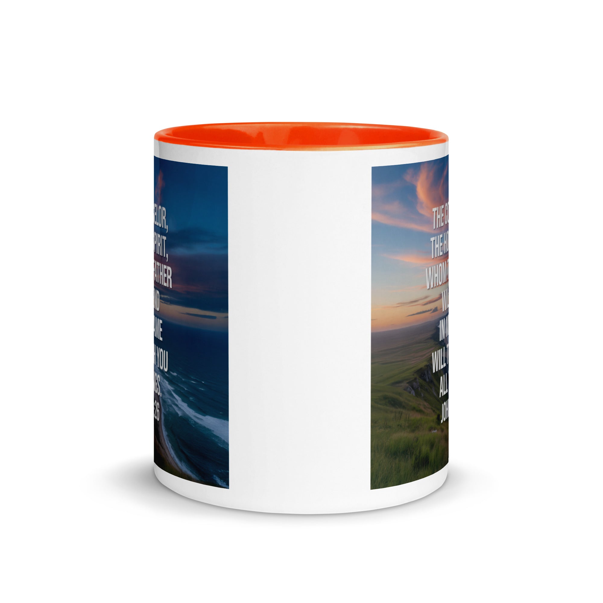 John 14:26 Bible Verse will teach White Ceramic Mug with Color Inside