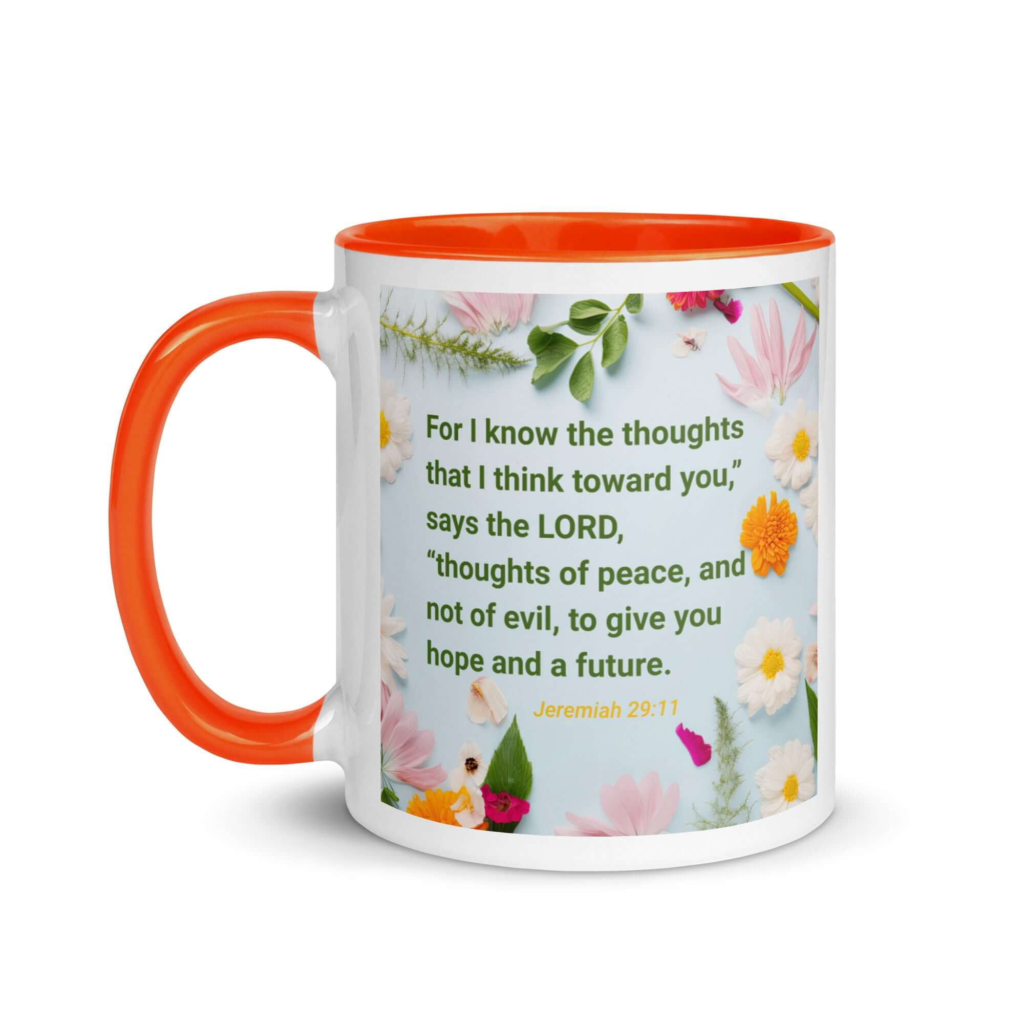 Jer 29:11 - Bible Verse, to give you hope White Ceramic Mug with Color Inside