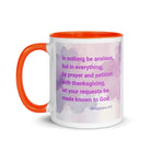 Phil 4:6 - Bible Verse, Prayer and Petition White Ceramic Mug with Color Inside