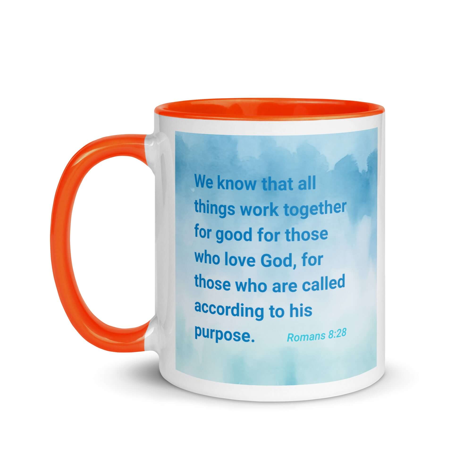 Rom 8:28 - Bible Verse, together for good White Ceramic Mug with Color Inside