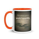 Col 3:23 - Bible Verse, as for the Lord White Ceramic Mug with Color Inside