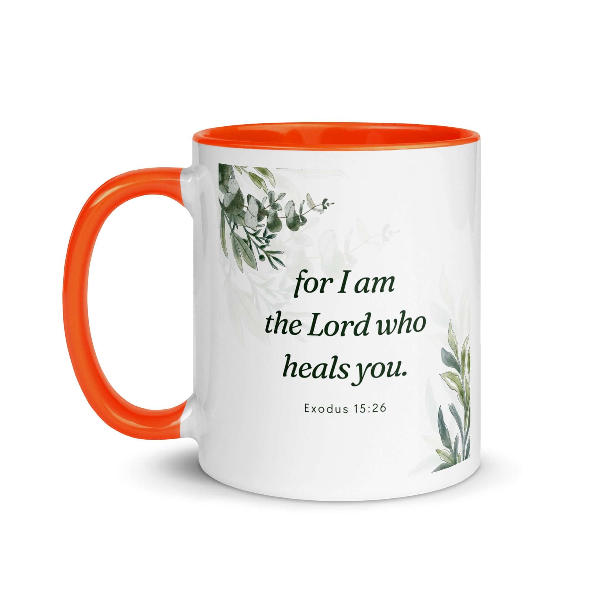 Exodus 15:26 Bible Verse, Gods voice White Ceramic Mug with Color Inside