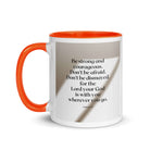 Joshua 1:9 Bible Verse, for the Lord White Ceramic Mug with Color Inside