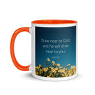 James 4:8 Bible Verse, near to you White Ceramic Mug with Color Inside