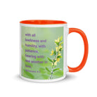 Eph 4:2 - Bible Verse, one another in love White Ceramic Mug with Color Inside