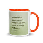 Heb 11:1 - Bible Verse, faith is assurance White Ceramic Mug with Color Inside