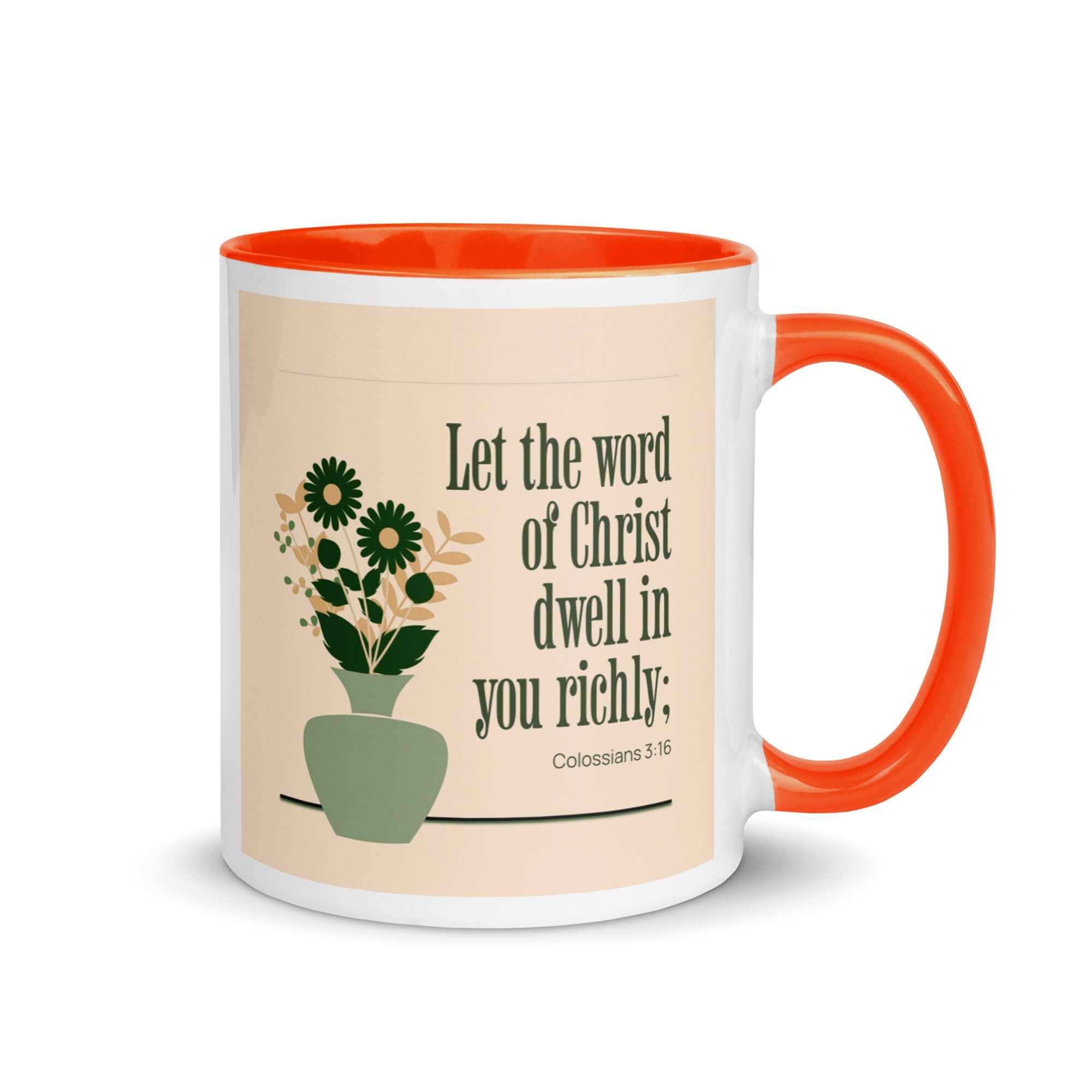 Col 3:16 - Bible Verse, word of Christ White Ceramic Mug with Color Inside