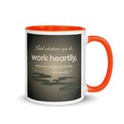 Col 3:23 - Bible Verse, as for the Lord White Ceramic Mug with Color Inside