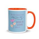 1 John 4:8 - Bible Verse, doesn’t love White Ceramic Mug with Color Inside