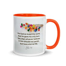 John 3:16 Bible Verse, He gave His Son White Ceramic Mug with Color Inside