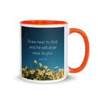 James 4:8 Bible Verse, near to you White Ceramic Mug with Color Inside