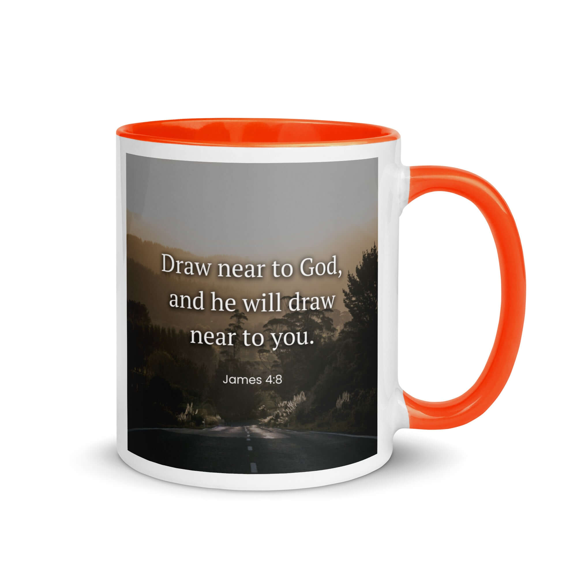 James 4:8 Bible Verse, Cleanse your White Ceramic Mug with Color Inside
