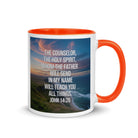 John 14:26 Bible Verse will teach White Ceramic Mug with Color Inside Orange 11 oz