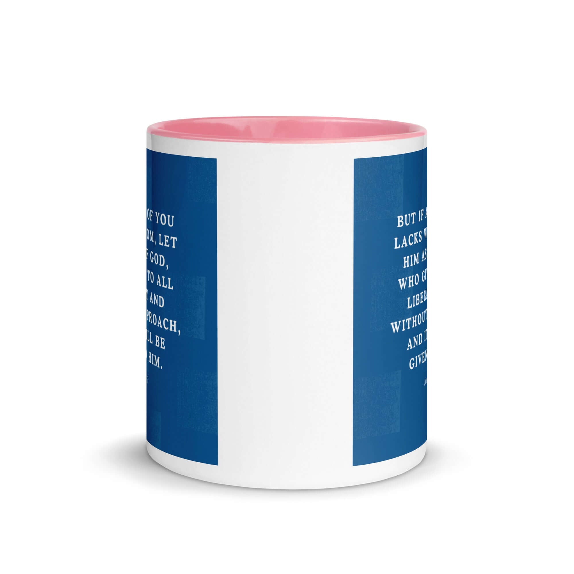 James 1:5 Bible Verse, gives to all White Ceramic Mug with Color Inside