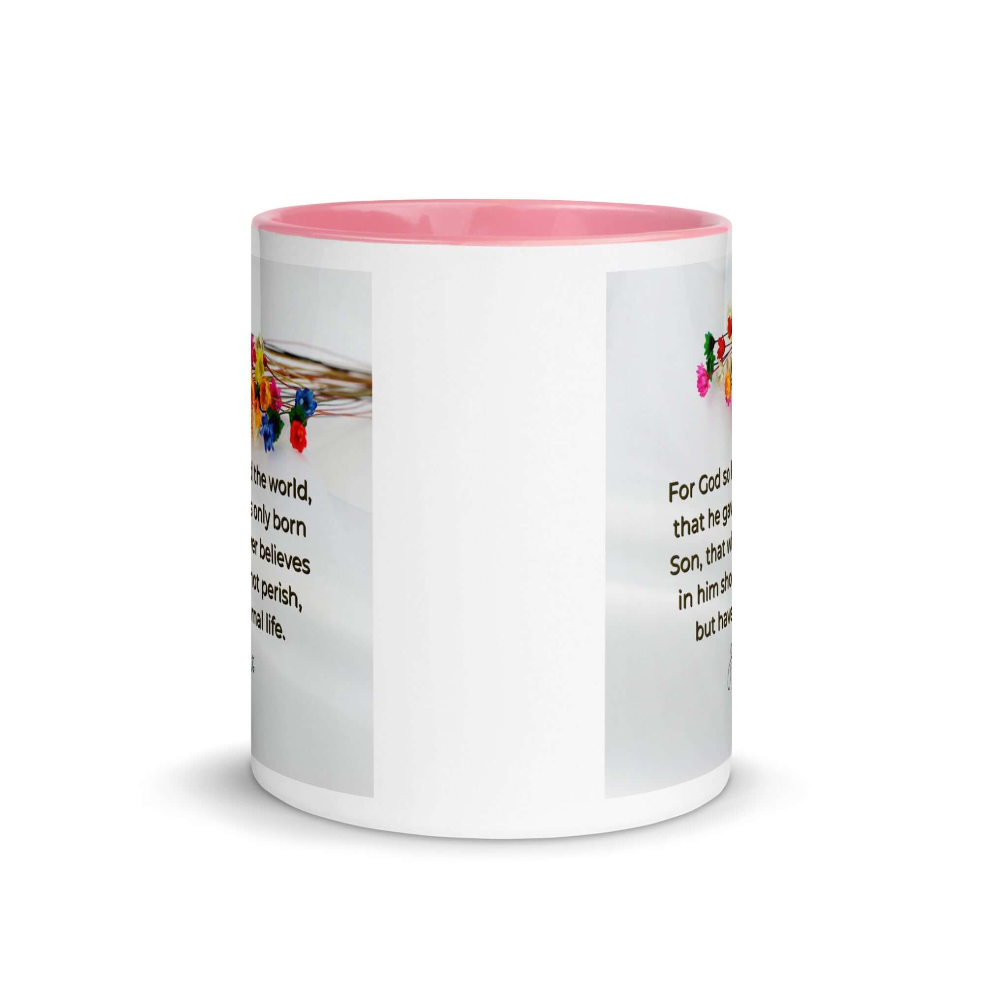 John 3:16 Bible Verse, He gave His Son White Ceramic Mug with Color Inside