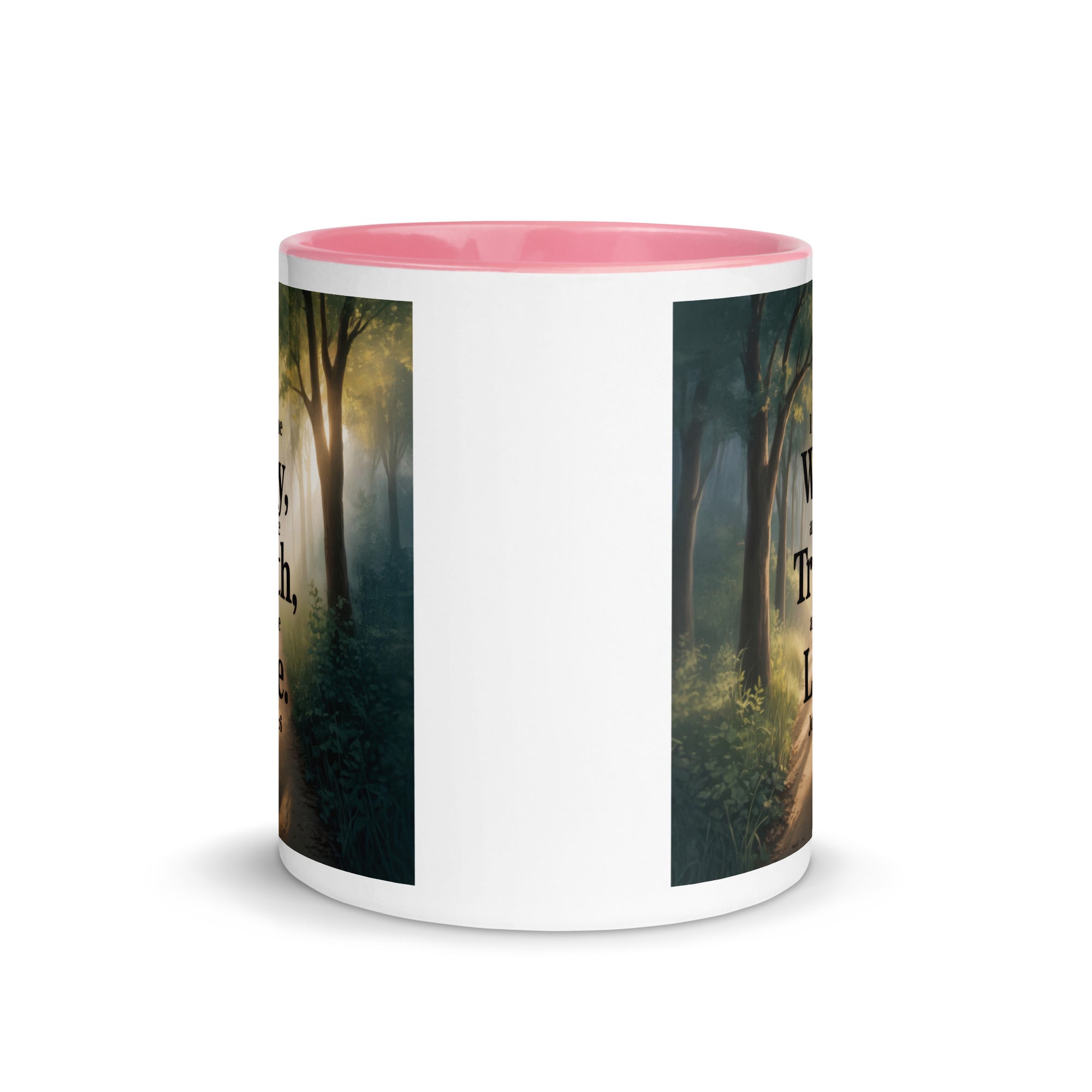 John 14:6 Bible Verse The Life White Ceramic Mug with Color Inside