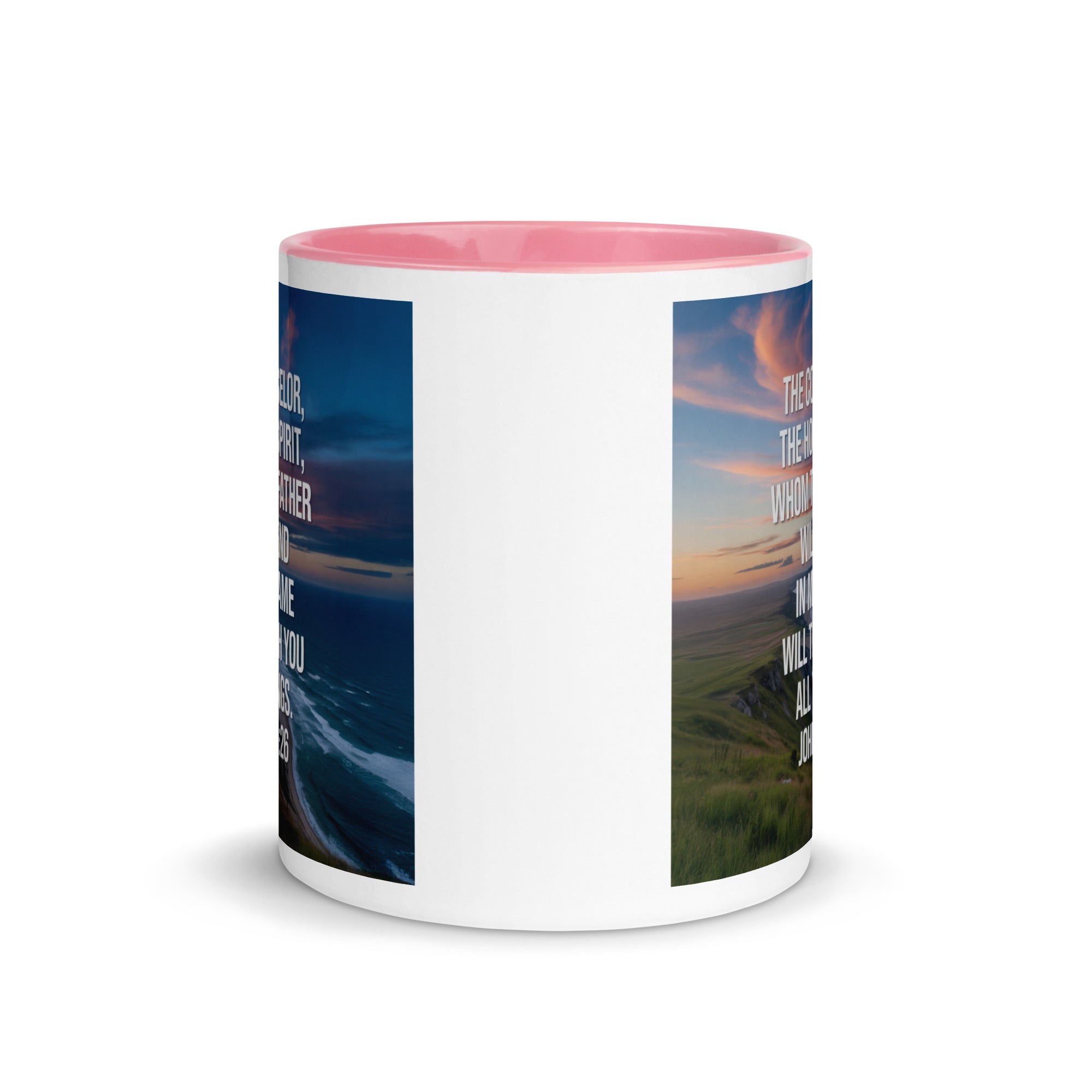 John 14:26 Bible Verse will teach White Ceramic Mug with Color Inside