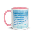 Rom 8:28 - Bible Verse, together for good White Ceramic Mug with Color Inside