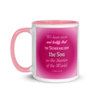 1 John 4:14 - Bible Verse, that the Father White Ceramic Mug with Color Inside