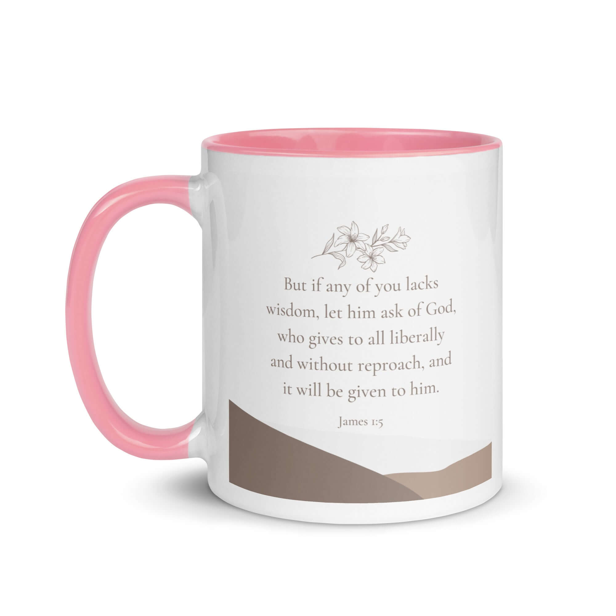 James 1:5 Bible Verse, ask of God White Ceramic Mug with Color Inside