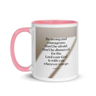 Joshua 1:9 Bible Verse, for the Lord White Ceramic Mug with Color Inside