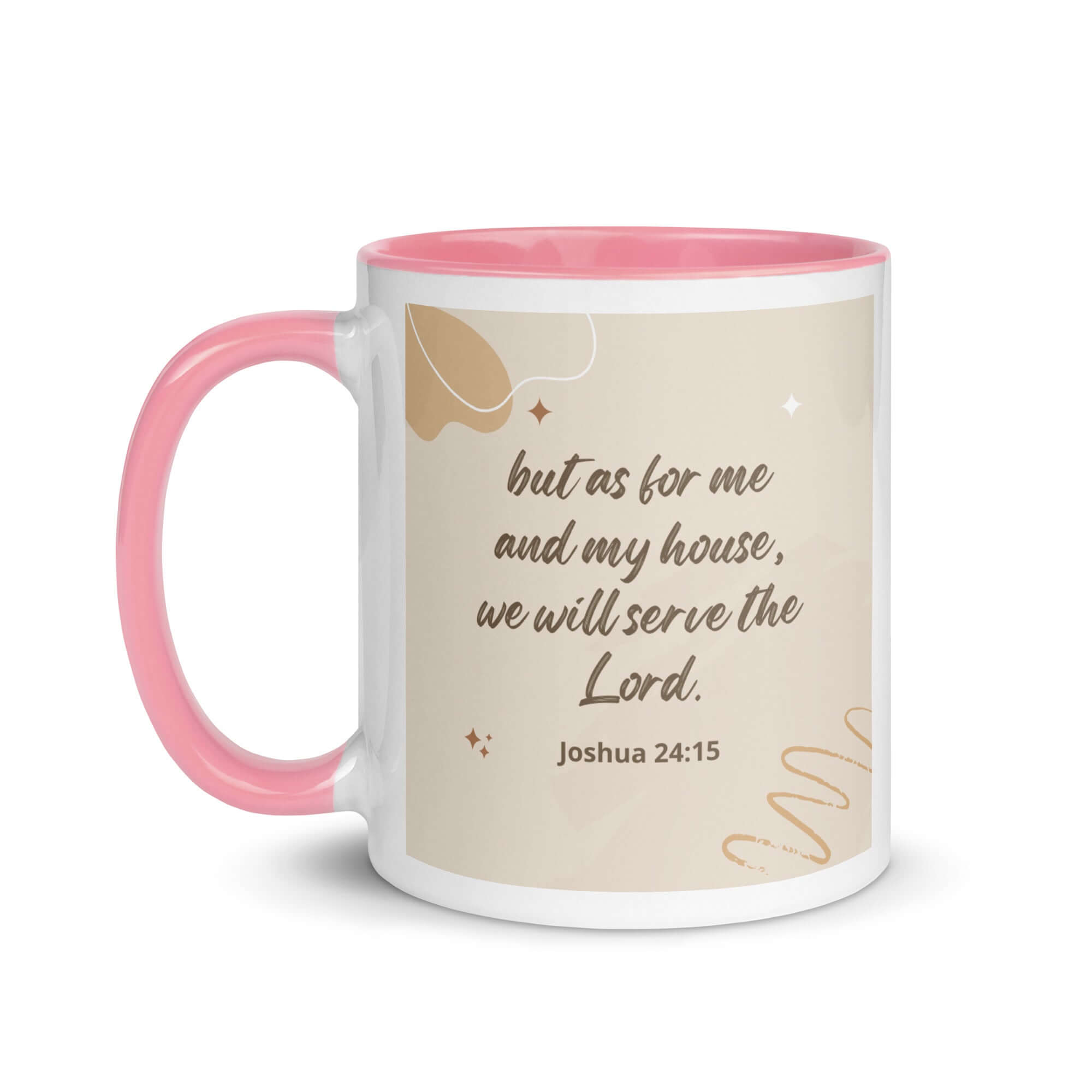 Joshua 24:15 Bible Verse, will serve White Ceramic Mug with Color Inside