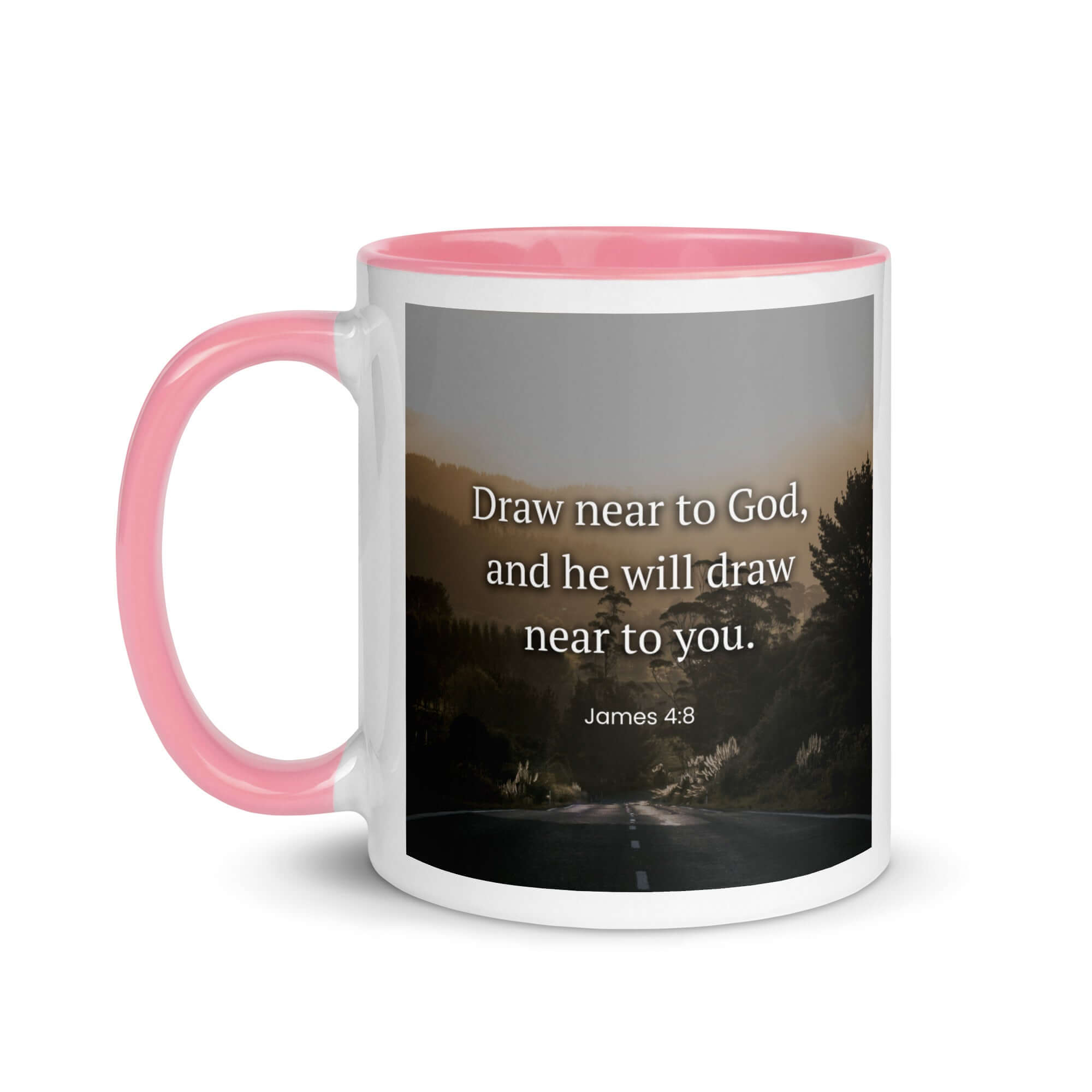 James 4:8 Bible Verse, Cleanse your White Ceramic Mug with Color Inside
