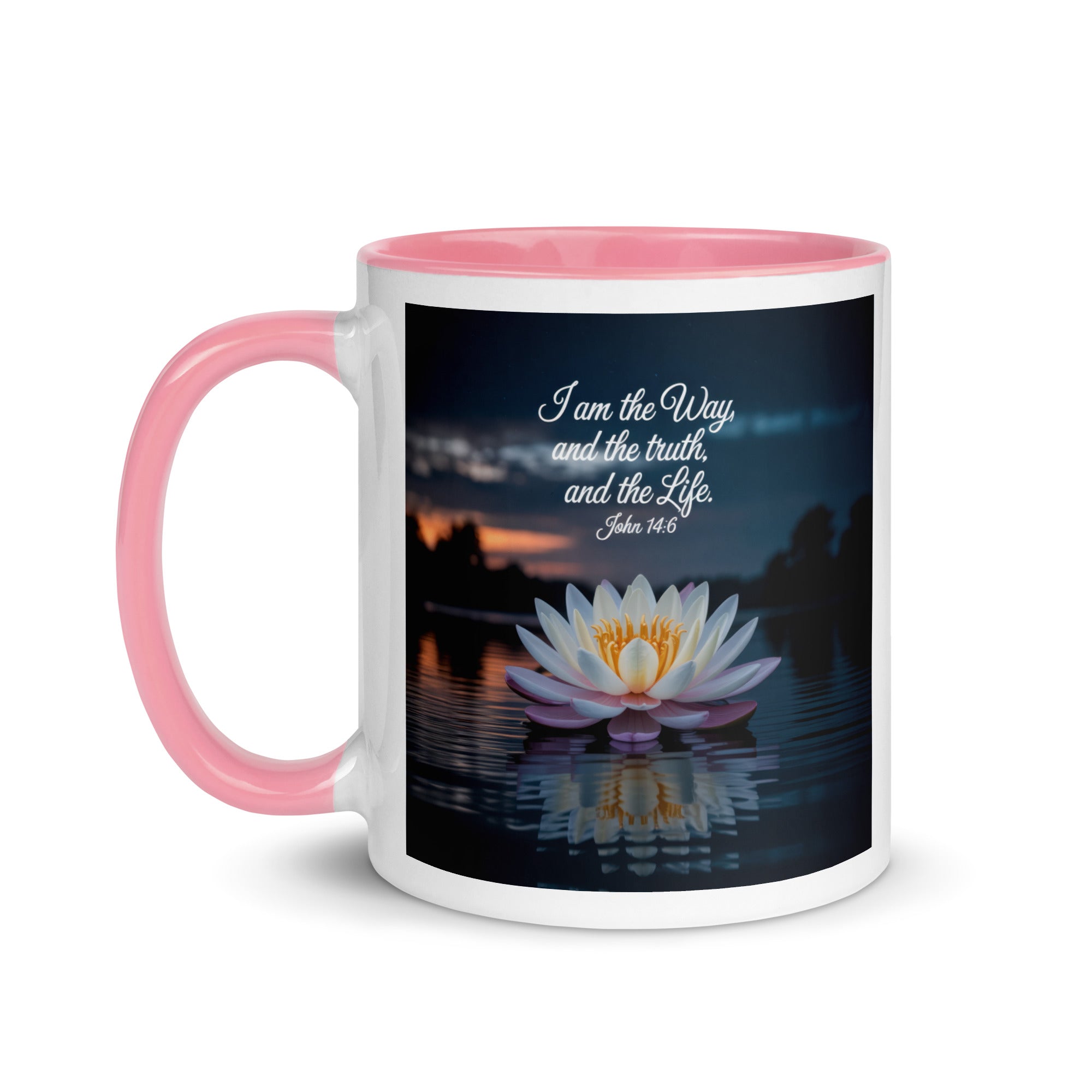 John 14:6 Bible Verse The Father White Ceramic Mug with Color Inside
