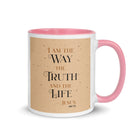 John 14:6 Bible Verse, Color Text Brown Background Mug Color Inside