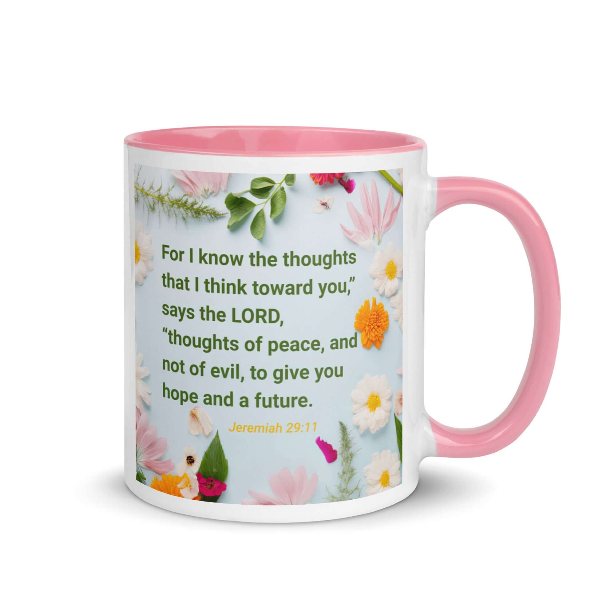 Jer 29:11 - Bible Verse, to give you hope White Ceramic Mug with Color Inside