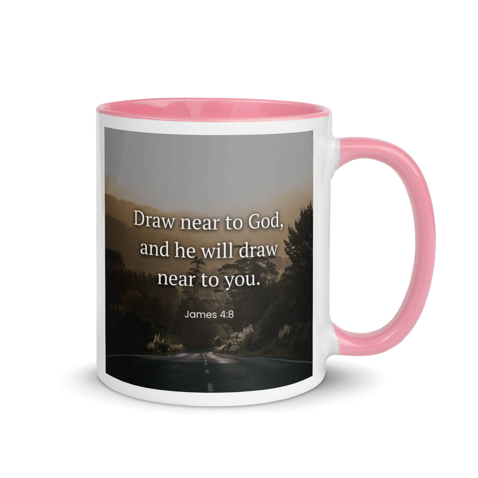 James 4:8 Bible Verse, Cleanse your White Ceramic Mug with Color Inside