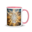 John 14:26 Bible Verse will send White Ceramic Mug with Color Inside Pink 11 oz