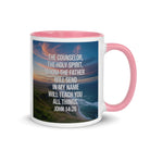 John 14:26 Bible Verse will teach White Ceramic Mug with Color Inside Pink 11 oz