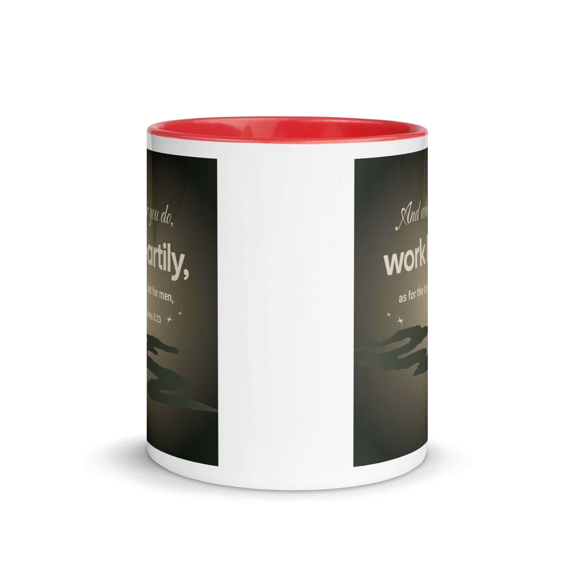 Col 3:23 - Bible Verse, as for the Lord White Ceramic Mug with Color Inside