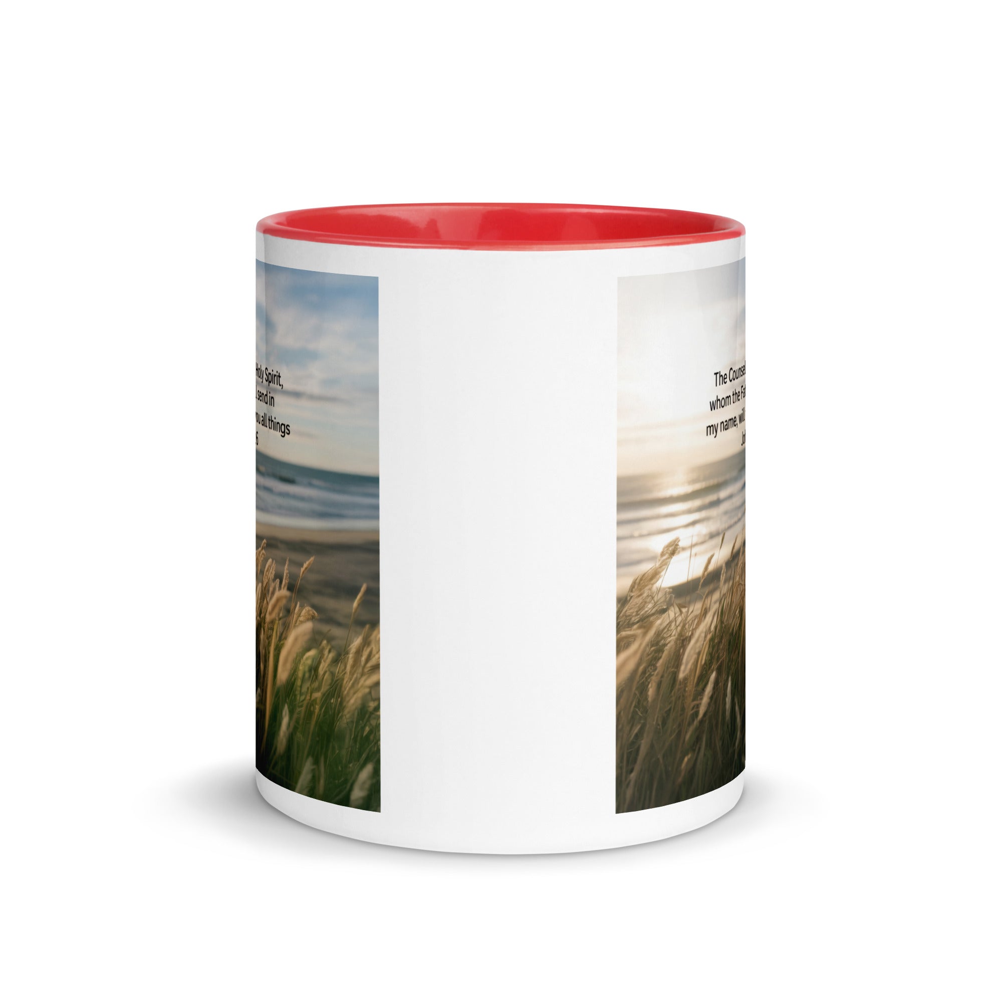 John 14:26 Bible Verse in my name White Ceramic Mug with Color Inside