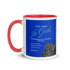 Nahum 1:7 - Bible Verse, The LORD is a stronghold White Ceramic Mug with Color Inside