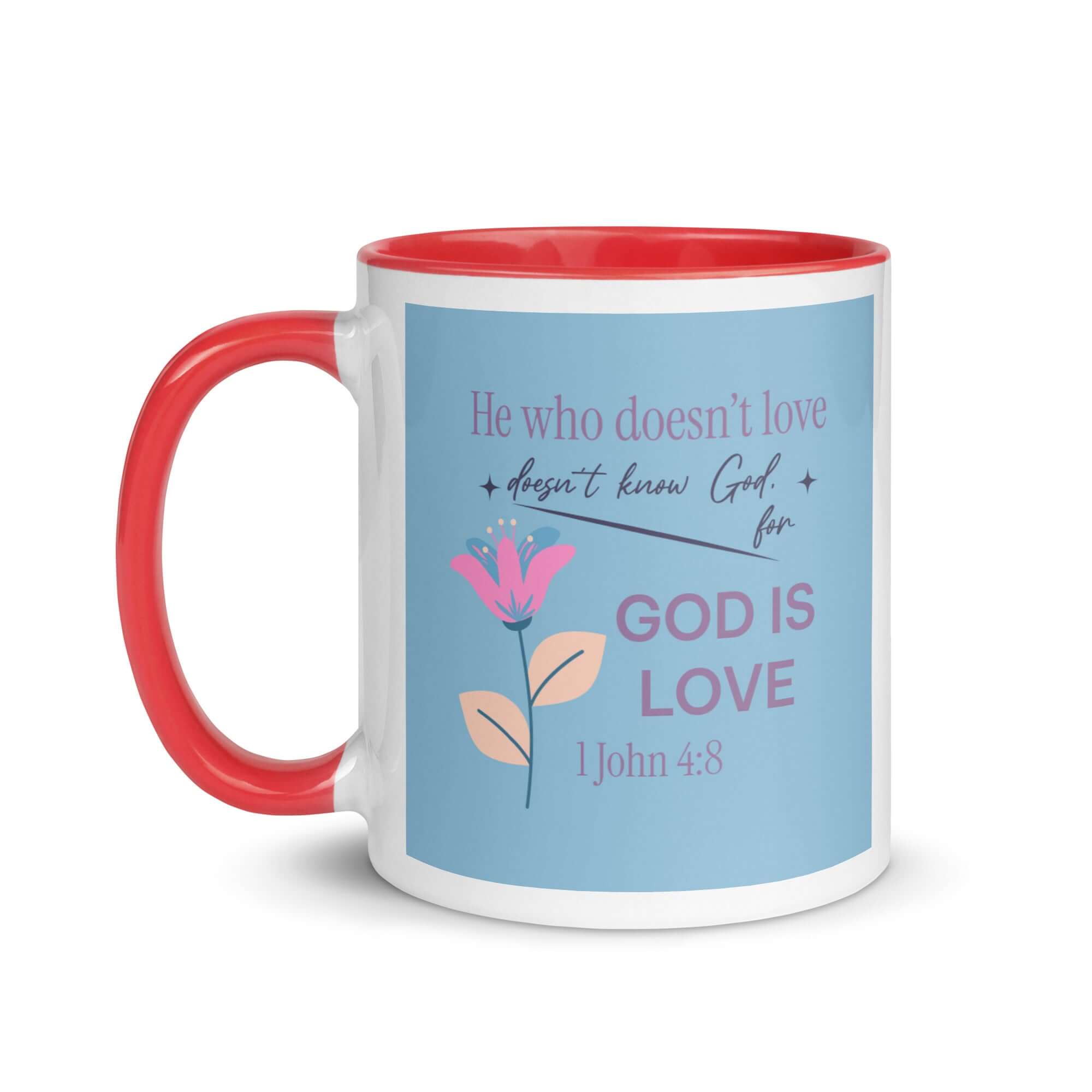 1 John 4:8 - Bible Verse, doesn’t love White Ceramic Mug with Color Inside