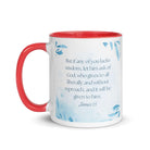 James 1:5 Bible Verse, lacks wisdom White Ceramic Mug with Color Inside