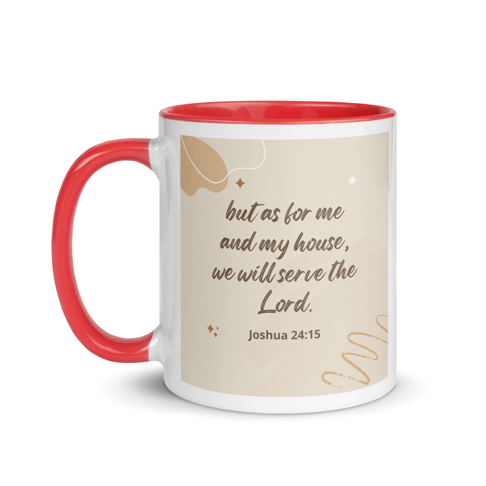 Joshua 24:15 Bible Verse, will serve White Ceramic Mug with Color Inside