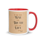 John 14:6 Bible Verse, Color Text Brown Background Mug Color Inside