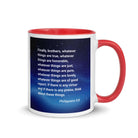 Phil 4:8 - Bible Verse, Think these things White Ceramic Mug with Color Inside