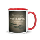 Col 3:23 - Bible Verse, as for the Lord White Ceramic Mug with Color Inside