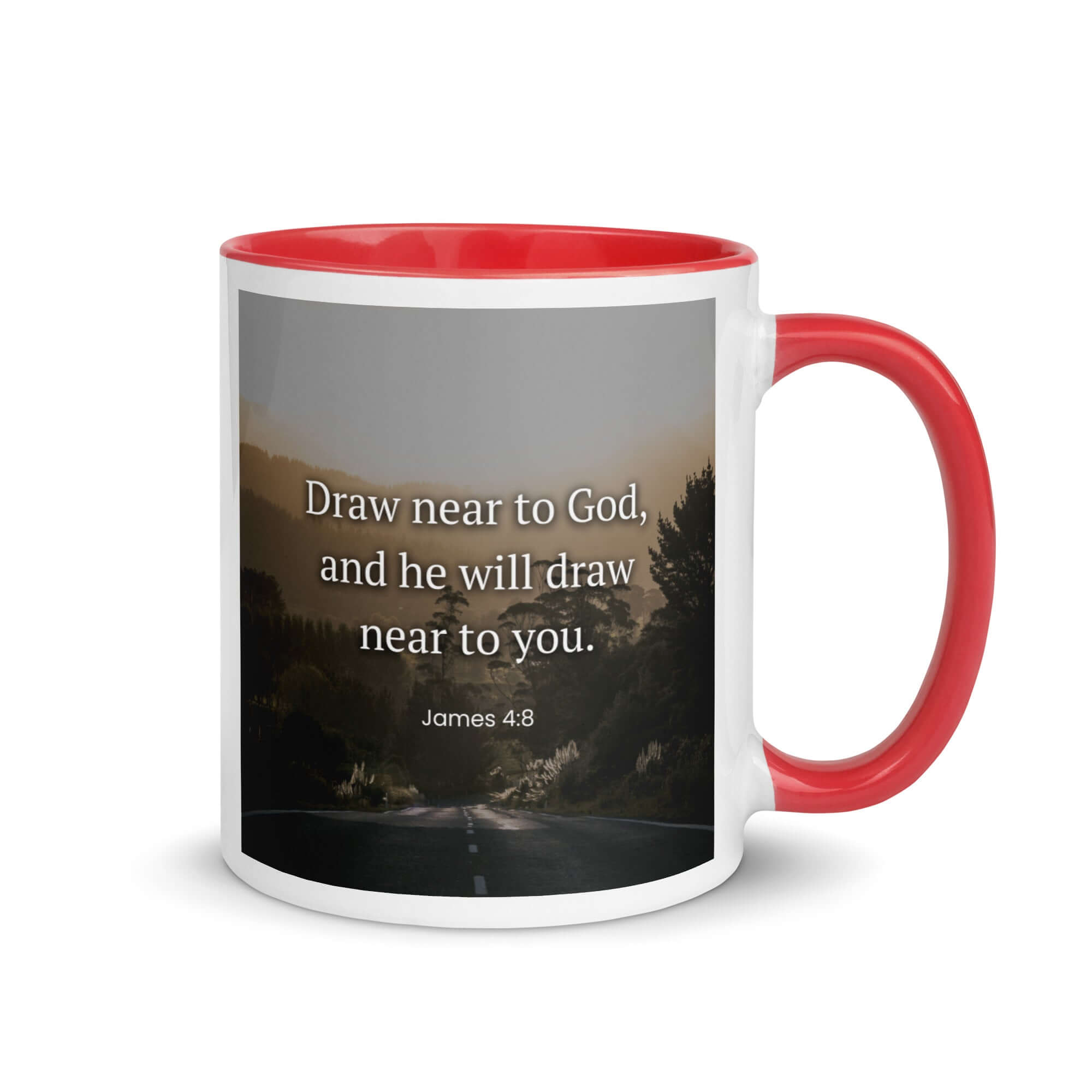James 4:8 Bible Verse, Cleanse your White Ceramic Mug with Color Inside