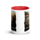 Psalm 46:10 Bible Verse, Sunset Glory White Ceramic Mug with Color Inside