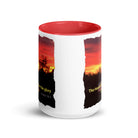 Psalm 19:1 Bible Verse, Sunset Glory White Ceramic Mug with Color Inside