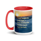2 Tim 4:7 - Bible Verse, kept the faith White Ceramic Mug with Color Inside