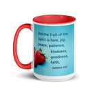 Gal 5:22 - Bible Verse, fruit of the Spirit White Ceramic Mug with Color Inside