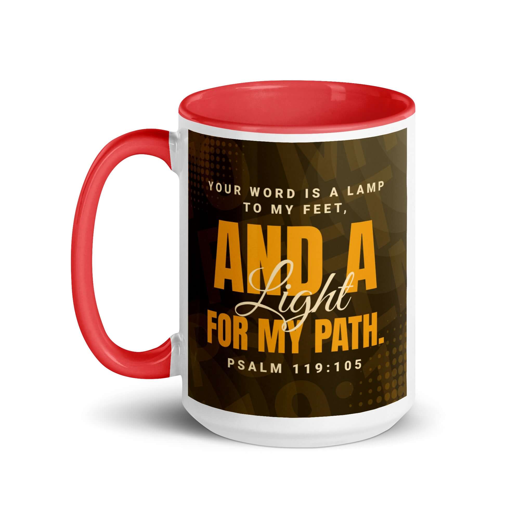 Psalm 119:105 - Bible Verse, lamp to my feet White Ceramic Mug with Color Inside