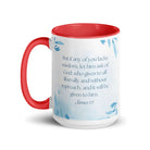 James 1:5 Bible Verse, lacks wisdom White Ceramic Mug with Color Inside