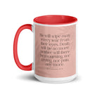 Revelation 21:4 Bible Verse, their eyes White Ceramic Mug with Color Inside